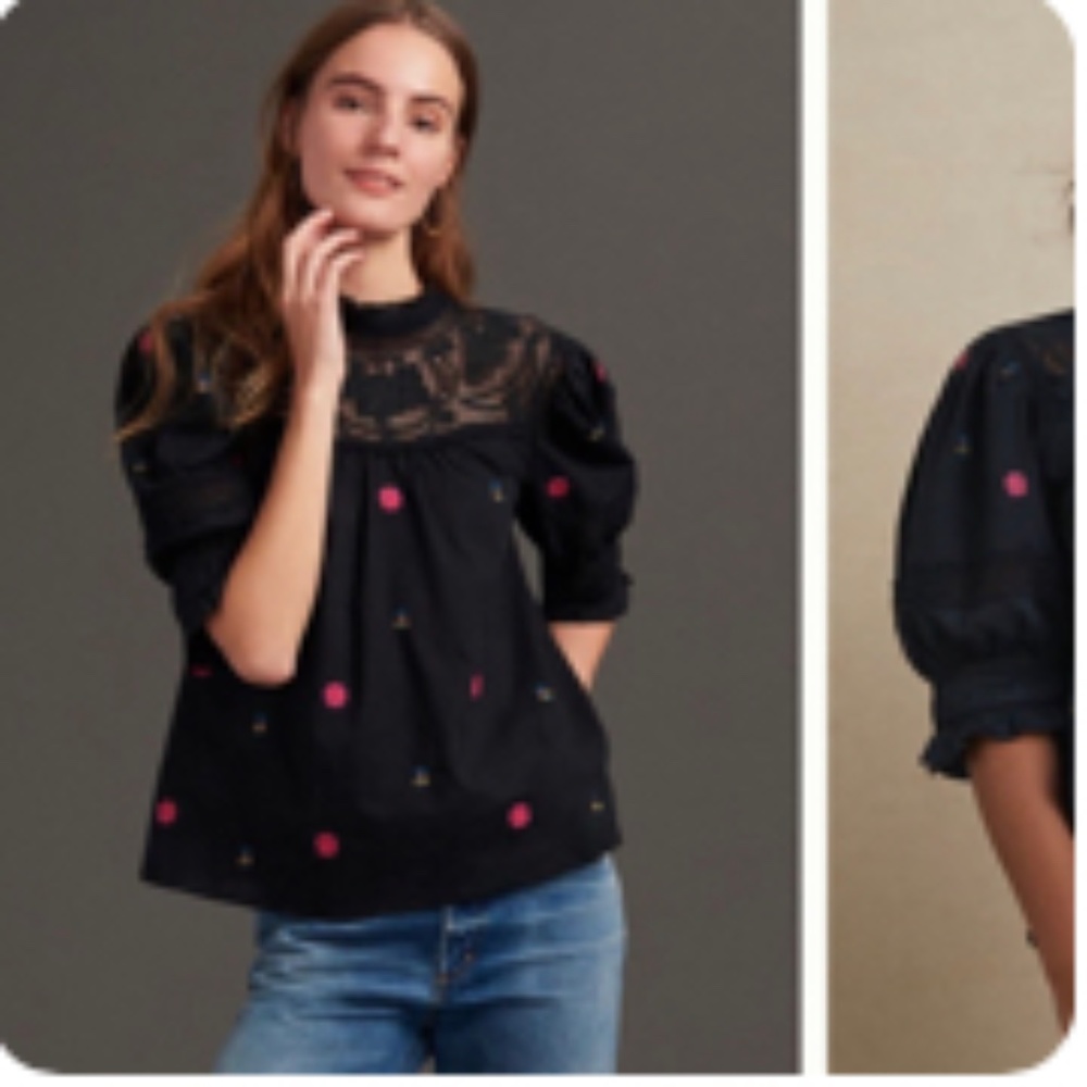 Lace and embroidered top XS